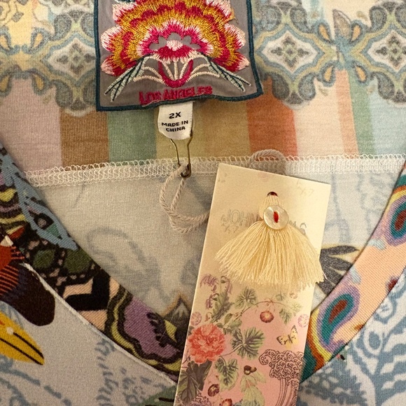 Johnny Was RAINBOW FLORAL DRAPE TUNIC 2X - Picture 7 of 10